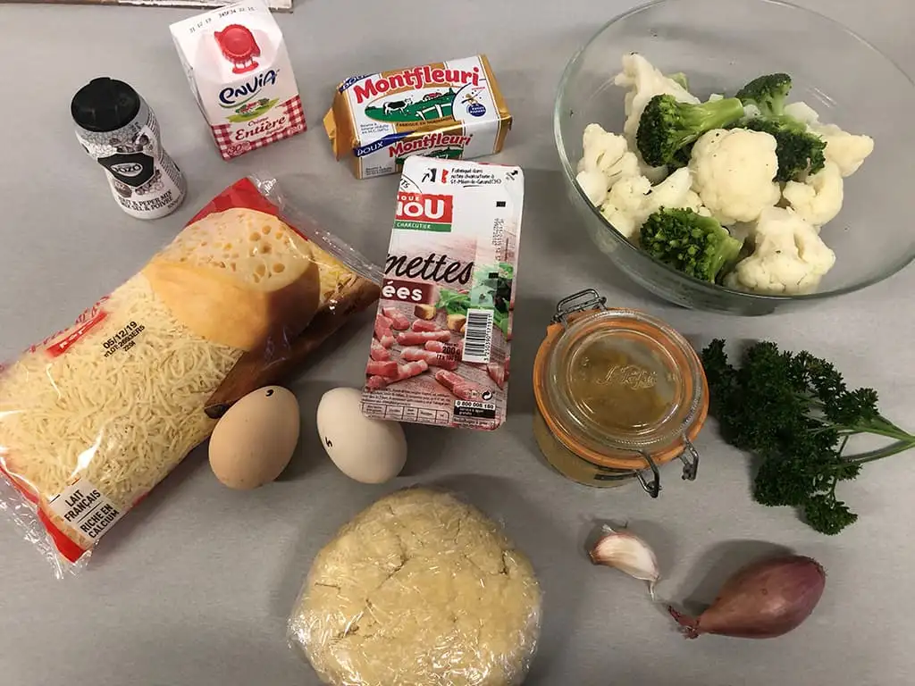 Quiche met bloemkool en broccoli ingrediënten
