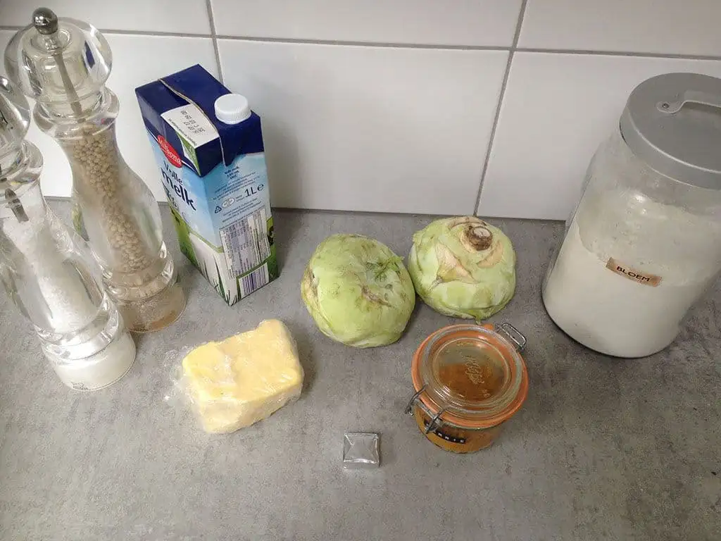 Koolrabi in roomsaus ingrediënten