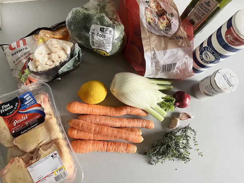 Traybake met kippendijen en limabonen ingrediënten