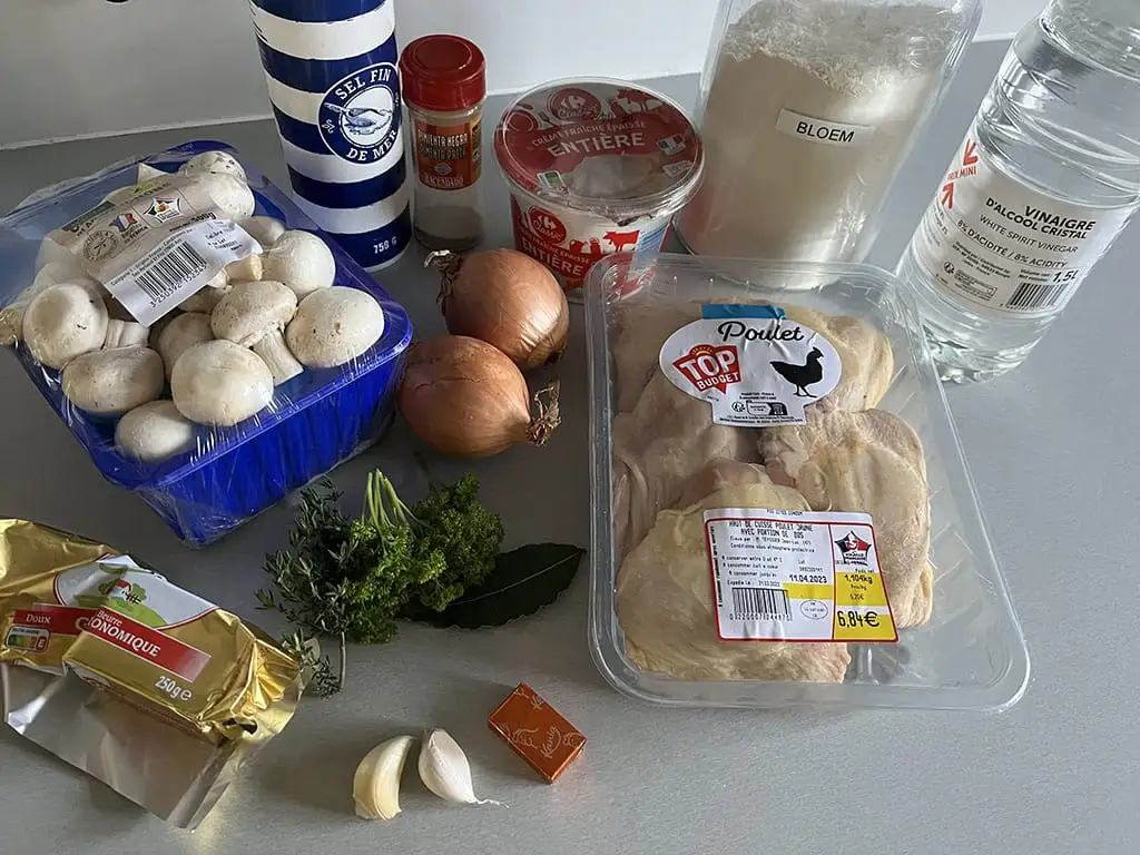 Kip fricassee ingrediënten
