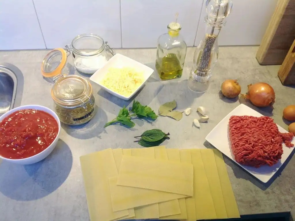 Italiaanse lasagne ingrediënten