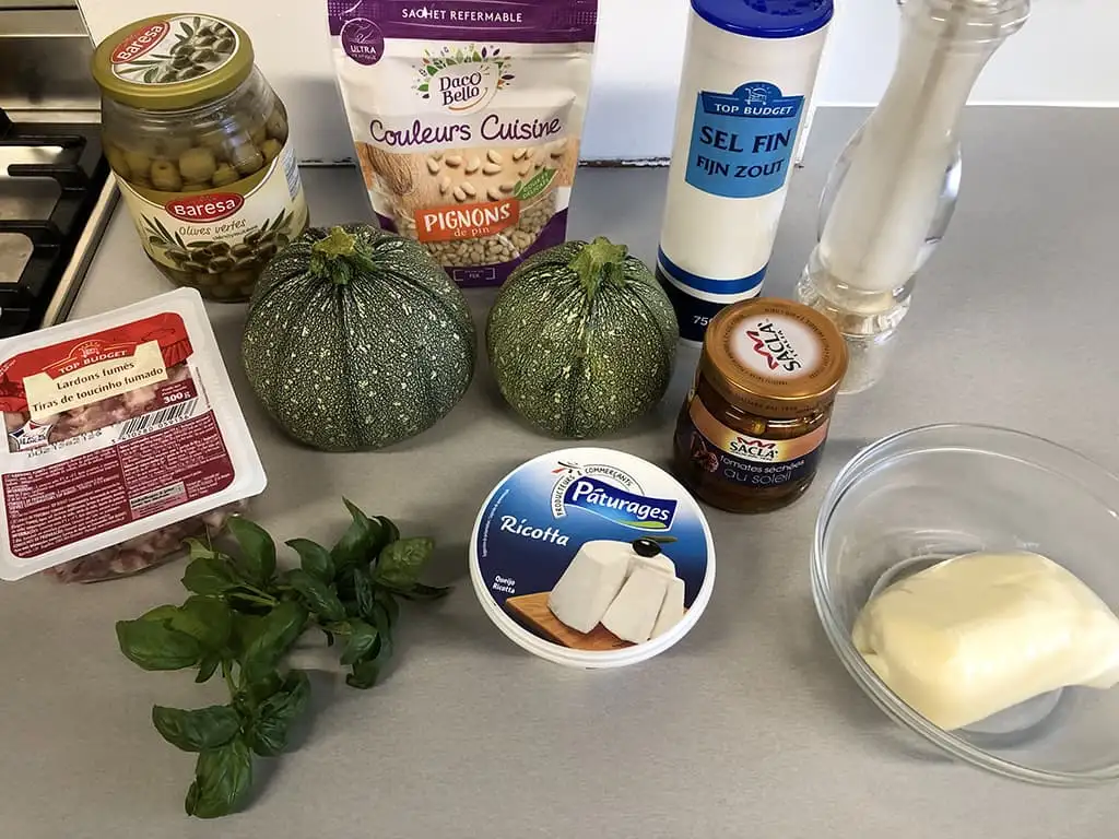 Gevulde courgette met ricotta en spekjes ingrediënten