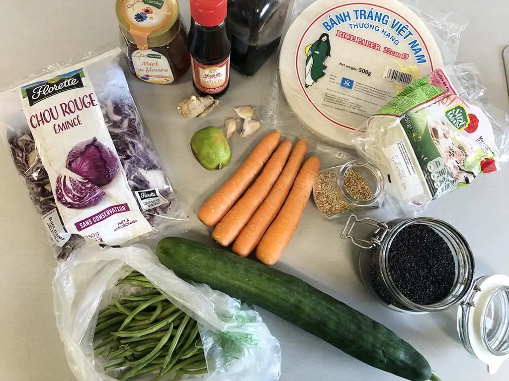 Regenboog springrolls ingrediënten