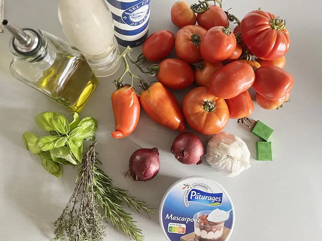 Italiaanse tomatensoep met mascarpone ingrediënten