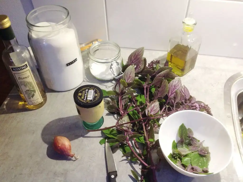 Afrikaanse blauwe basilicum vinaigrette ingrediënten