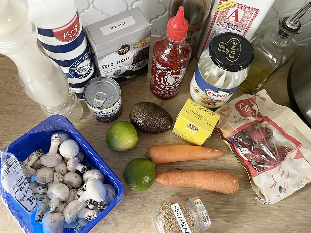 Adzuki bonen en rijst bowl ingrediënten