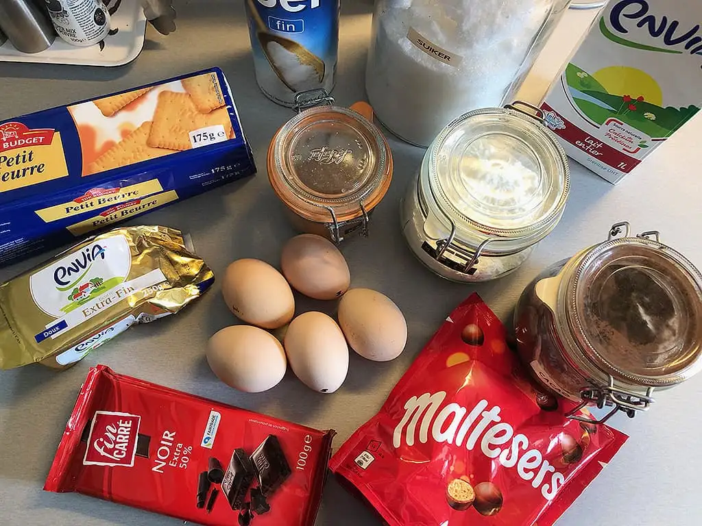 Chocoladetaart met maltesers ingrediënten