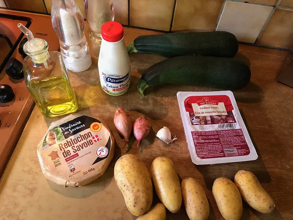 Tartiflette courgette ingrediënten