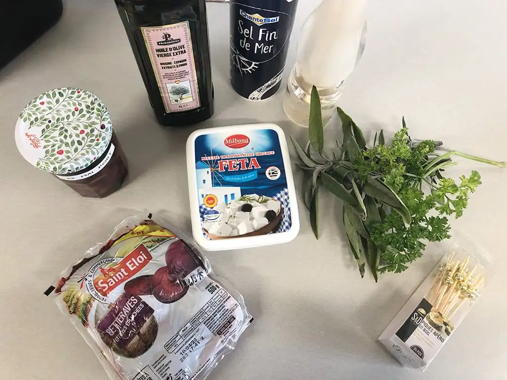 Rode biet en feta spiesjes ingrediënten