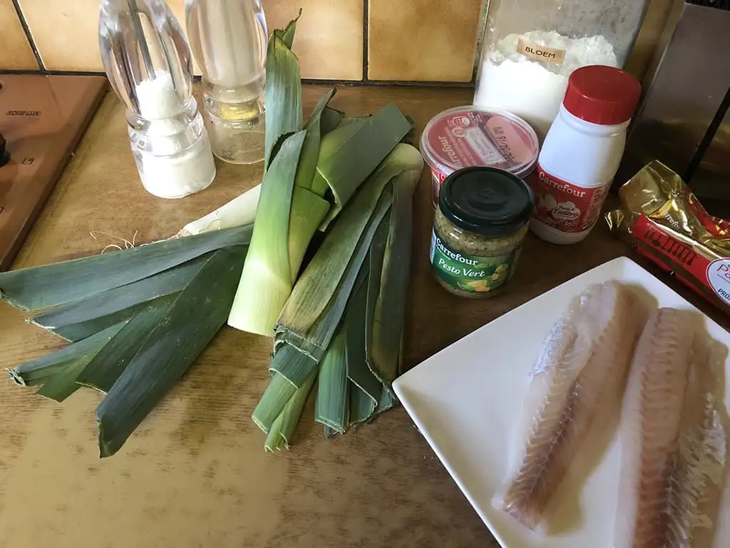 Tagliatelle met kabeljauw en prei-pesto ingrediënten