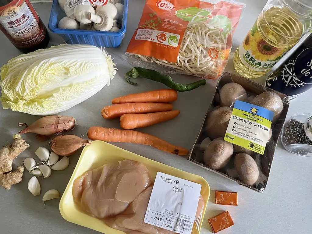 Aziatische kippensoep ingrediënten