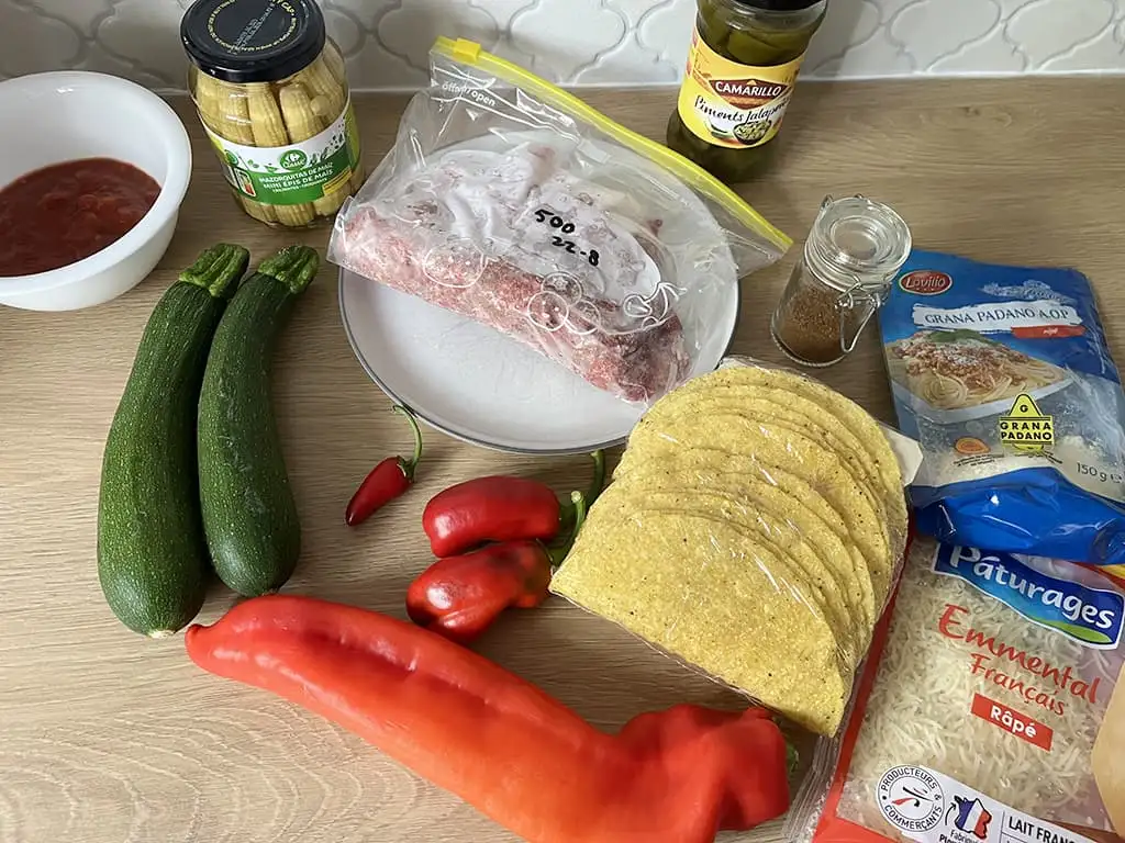Taco's met gehakt uit de oven ingrediënten