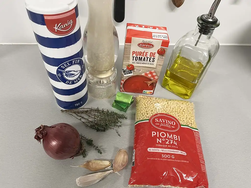 Tomatensoep met pasta ingrediënten