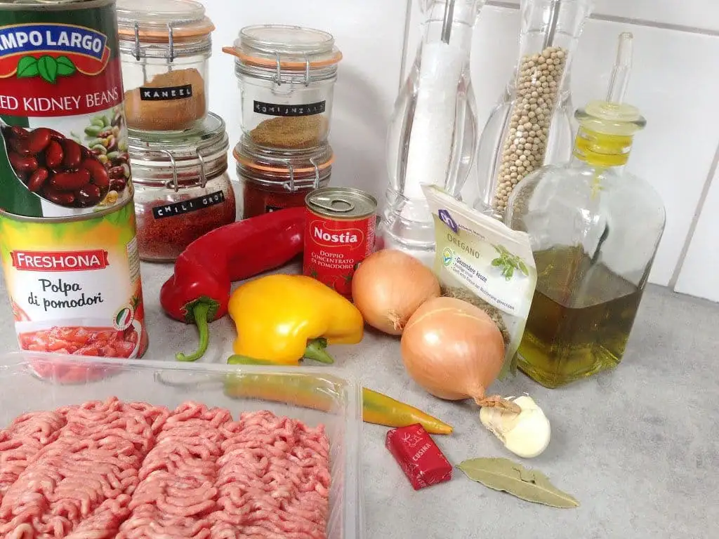 Chili con carne ingrediënten