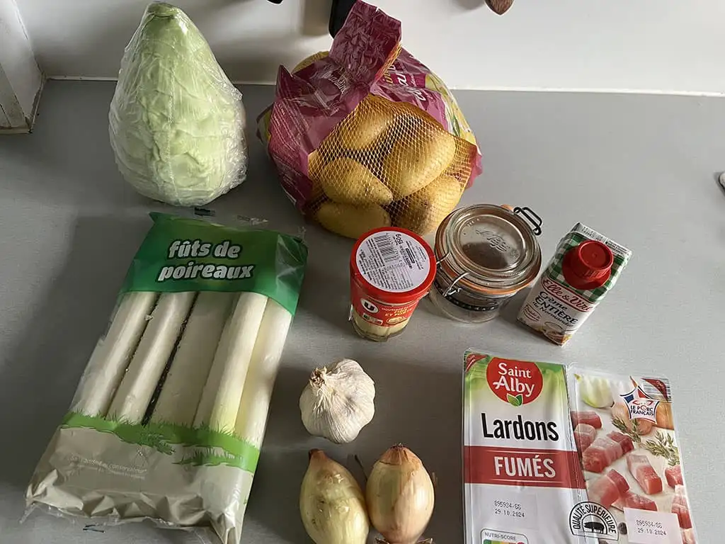 Spitskoolsoep met spekjes ingrediënten