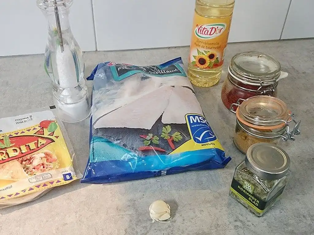 Vistaco's met kabeljauw ingrediënten