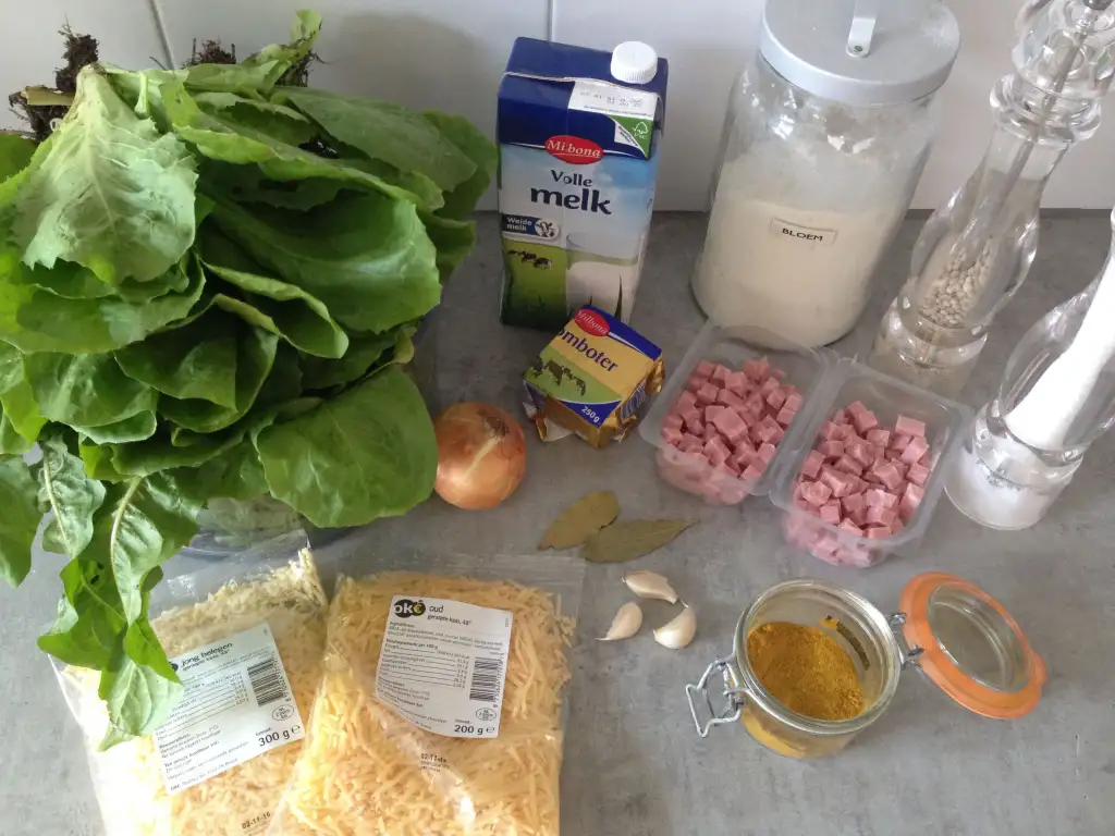 Andijvieschotel met ham en kaas ingrediënten