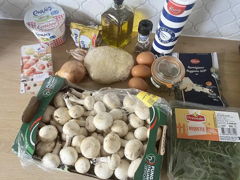 Quiche met champignons ingrediënten