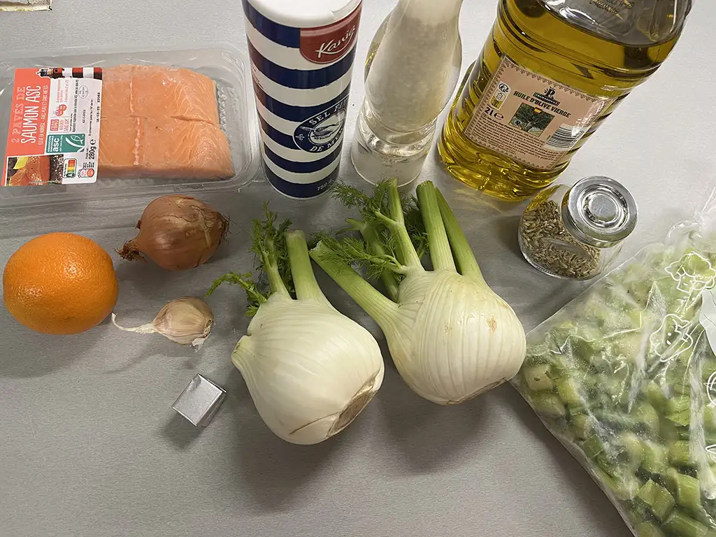 Venkelsoep met zalm ingrediënten