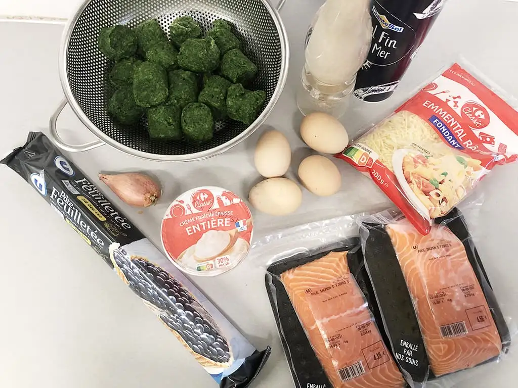 Zalm quiche met spinazie ingrediënten