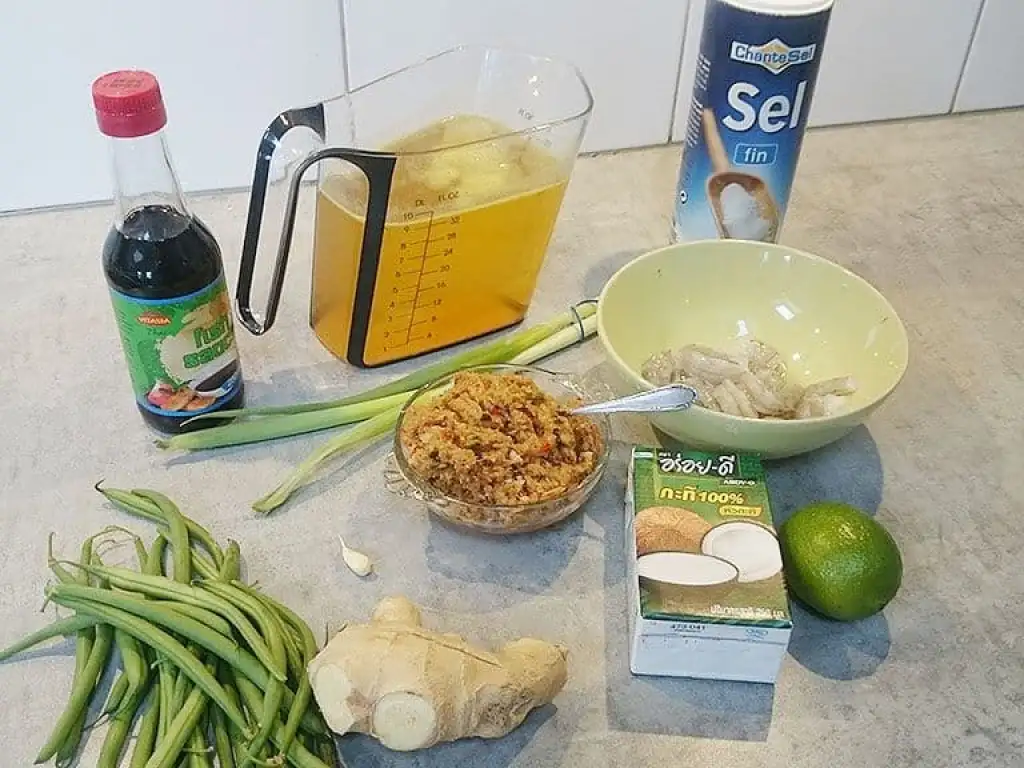 Thaise kokos garnalensoep ingrediënten