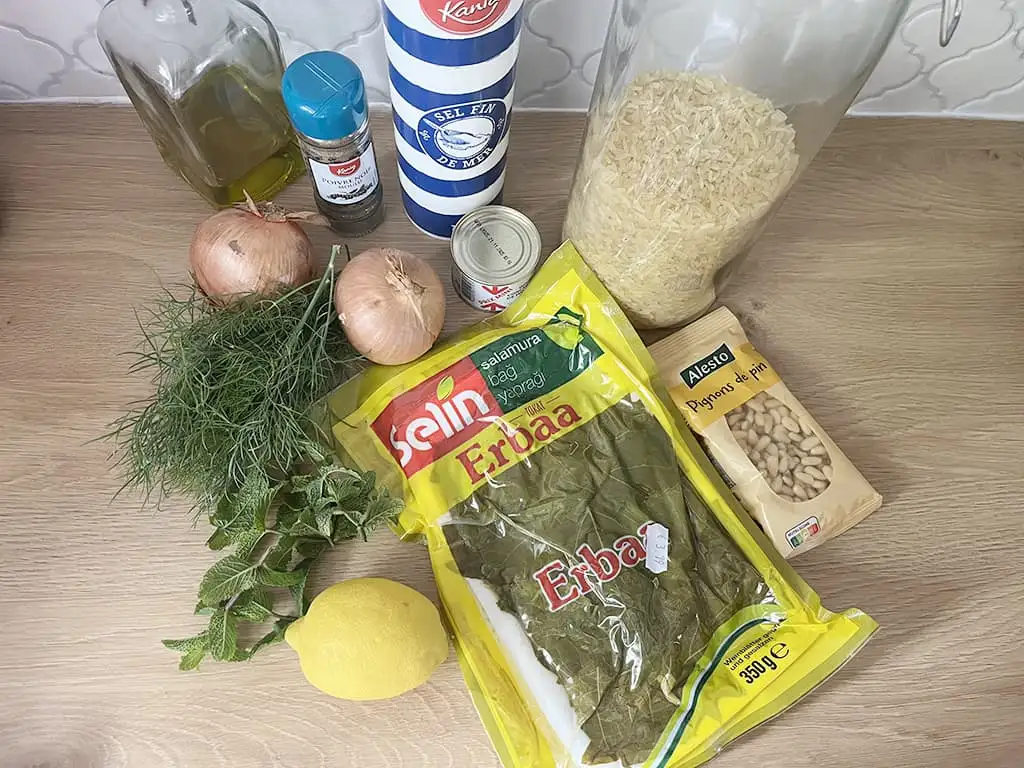 Sarma (Turkse gevulde wijnbladeren) ingrediënten