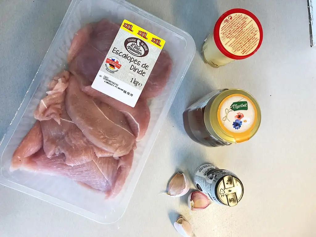 Honing-mosterd kalkoen spiesen ingrediënten