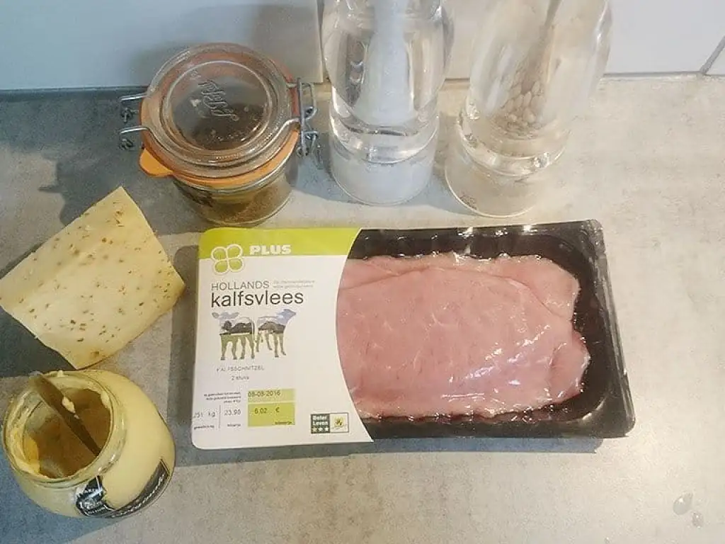 Opgerolde kalfsschnitzel met komijnekaas ingrediënten