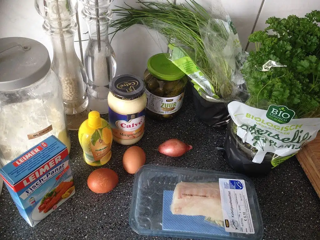 Krokante kabeljauw met tartaarsaus ingrediënten