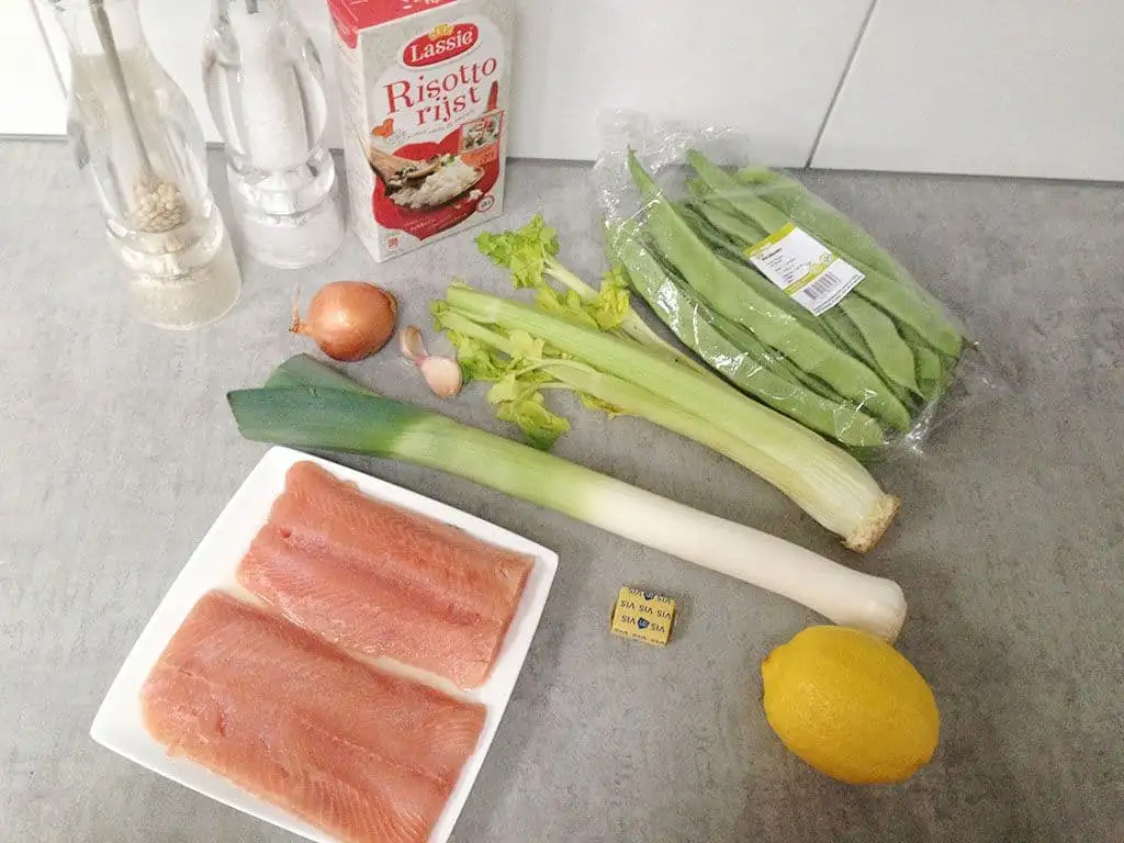 Zalm en snijbonen risotto ingrediënten