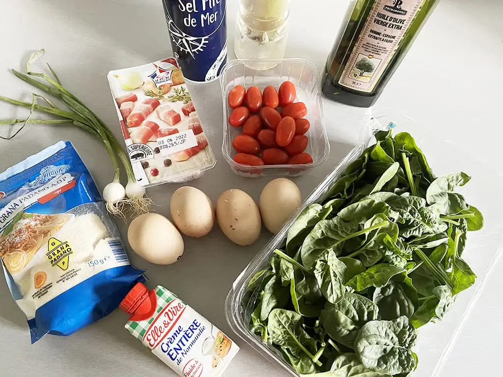 Spinazie omelet ingrediënten