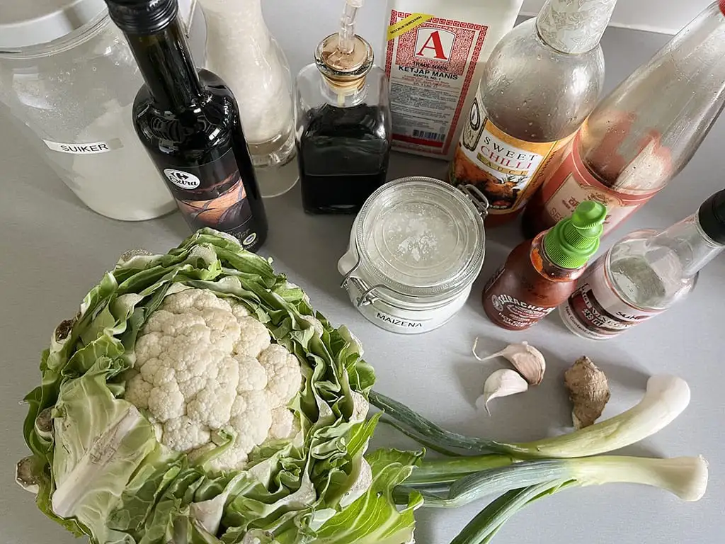 Sticky bloemkool met rijst ingrediënten
