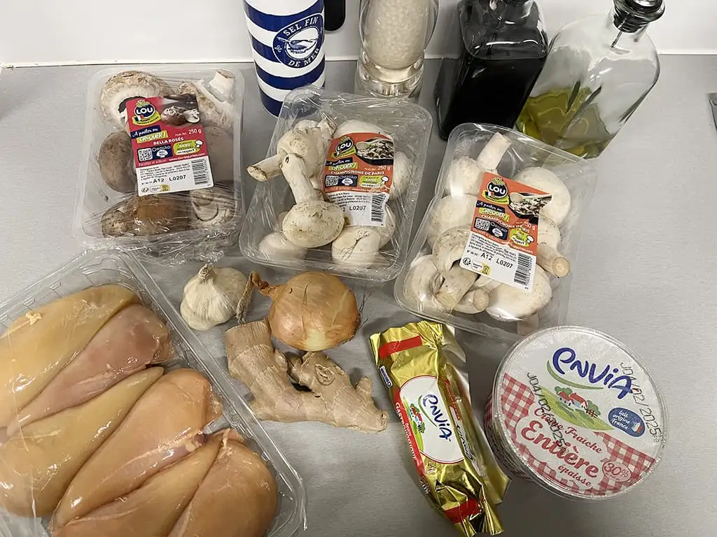 Kip in champignonsaus ingrediënten