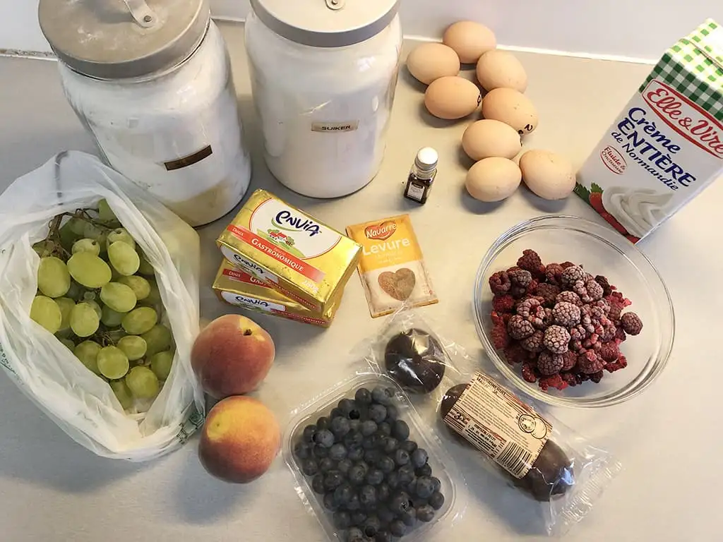 Fruittaart met slagroom ingrediënten
