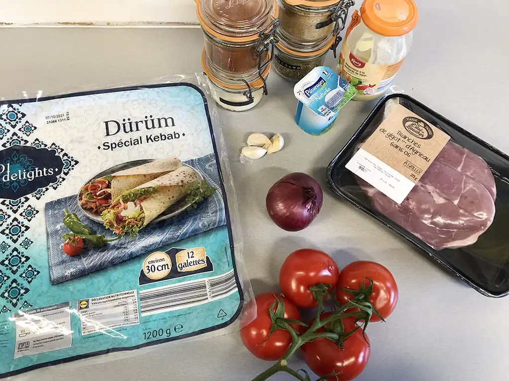 Turkse dürüm ingrediënten