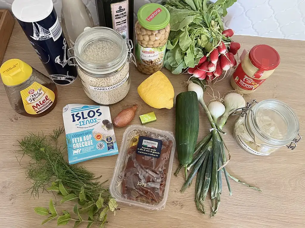 Frisse parelcouscous salade ingrediënten