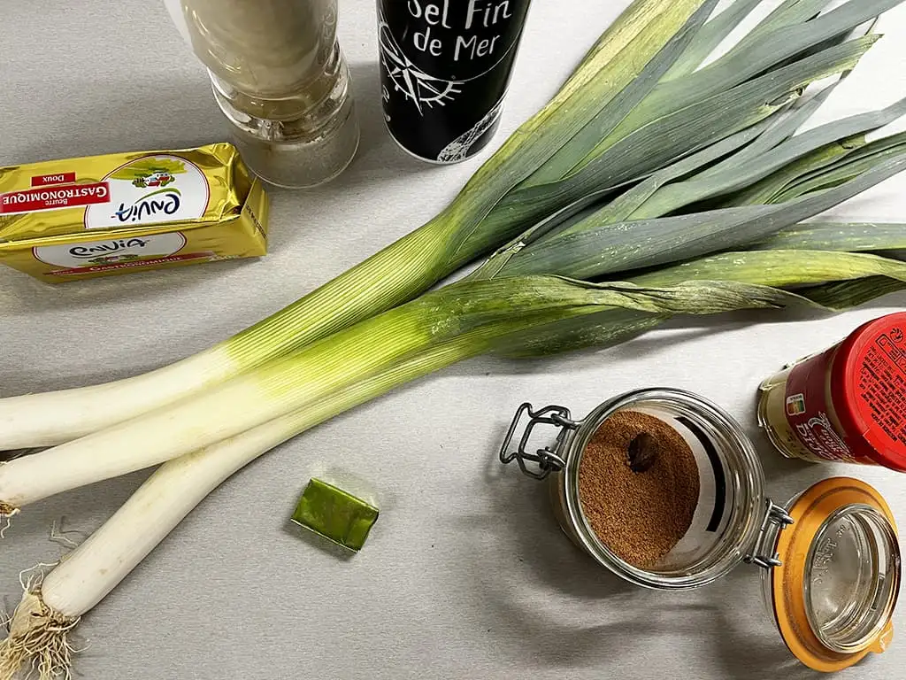 Gestoofde prei ingrediënten