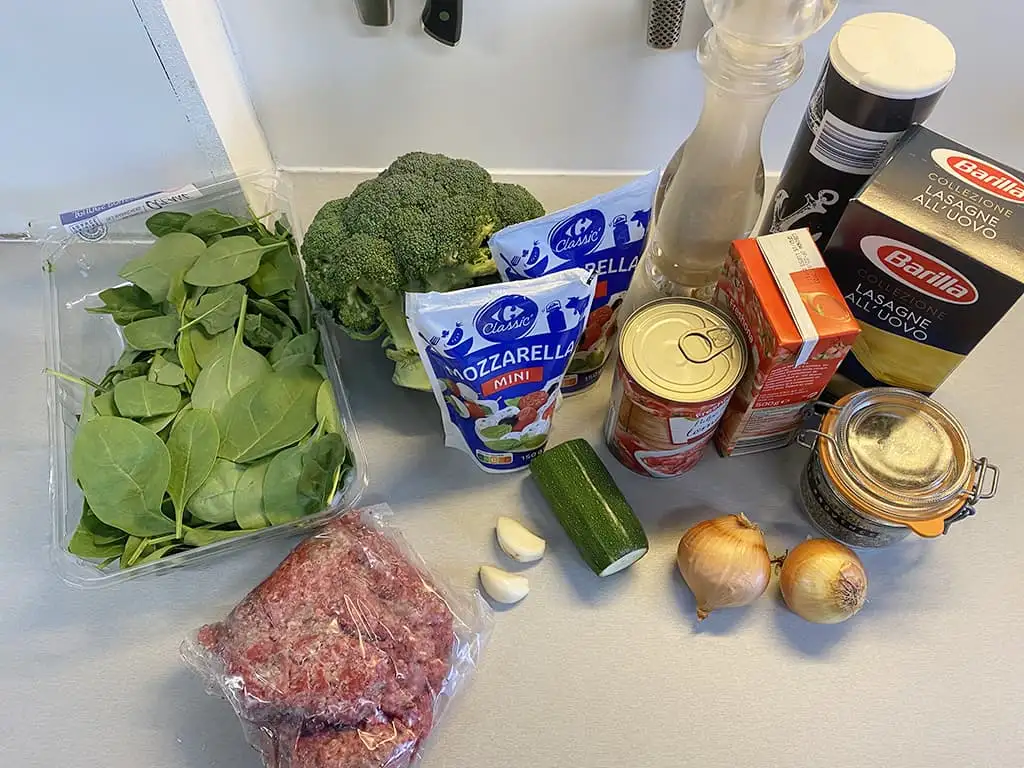 Lasagnette (lasagne uit de pan) ingrediënten