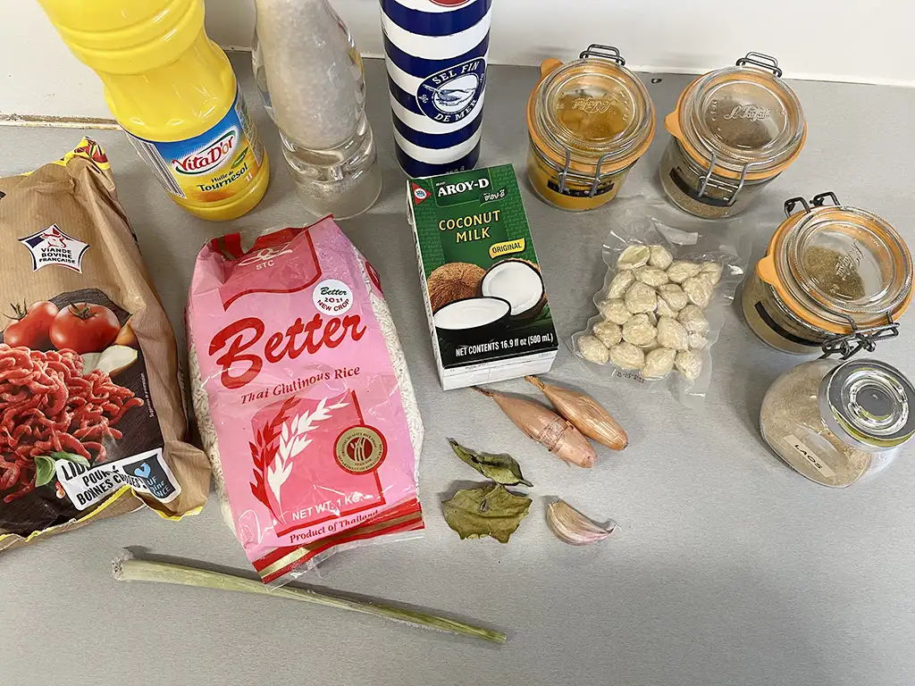 Lemper met gehakt ingrediënten