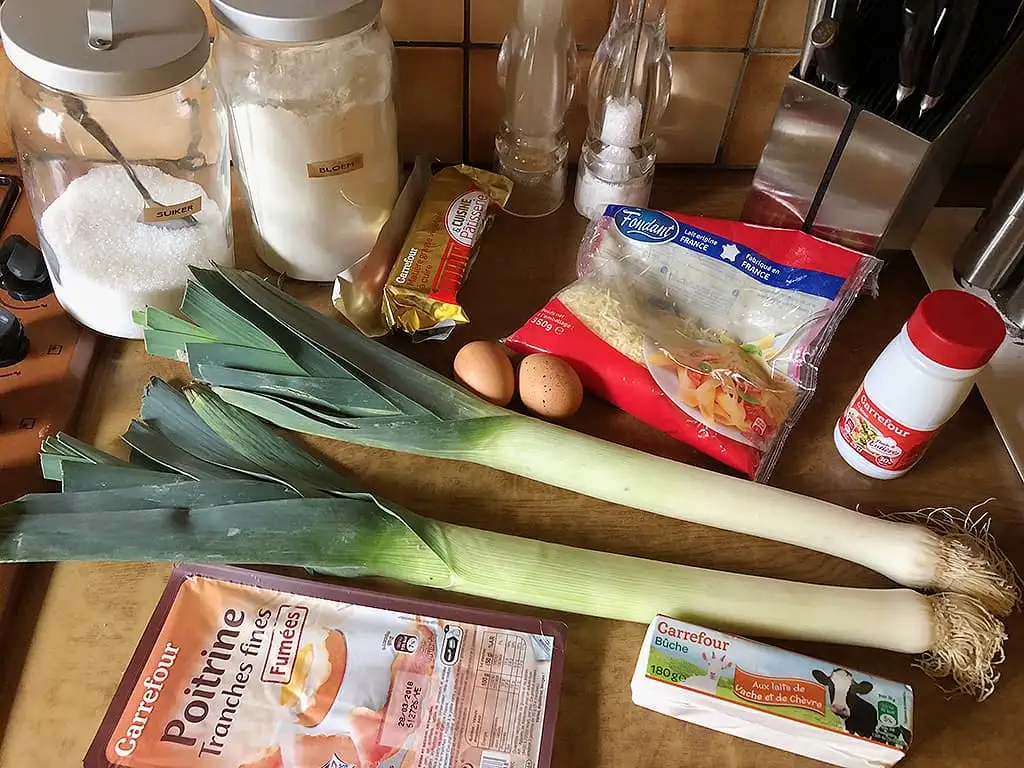 Quiche met prei en geitenkaas ingrediënten