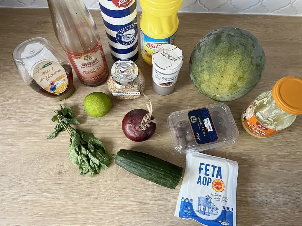 Watermeloen salade met feta ingrediënten