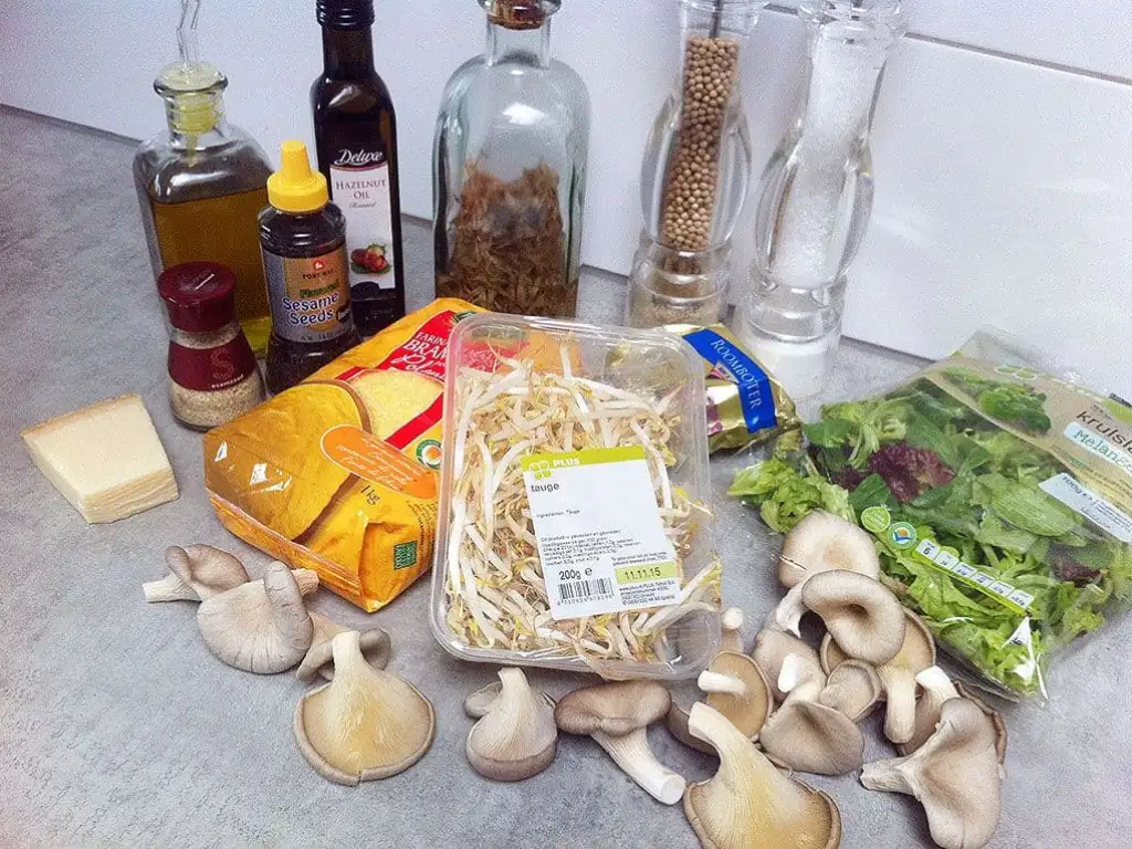 Polenta salade met oesterzwammen ingrediënten