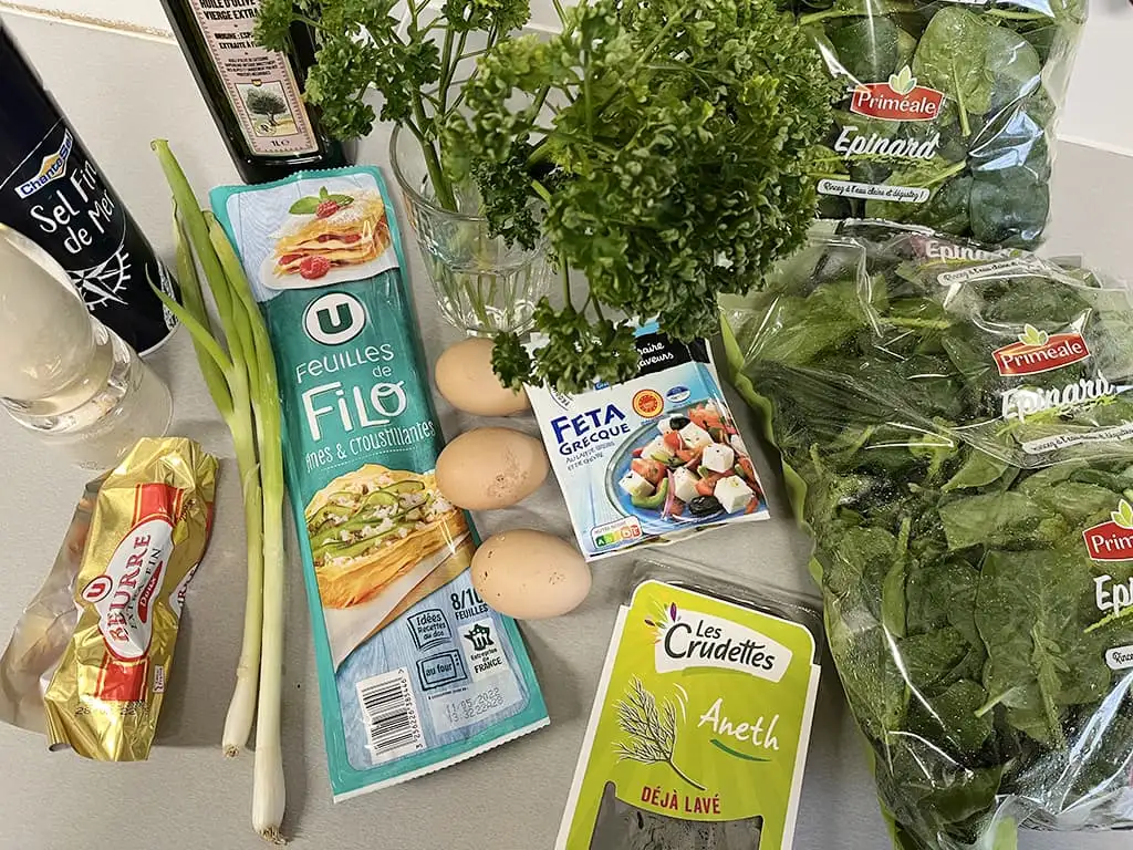 Spanakopita ingrediënten