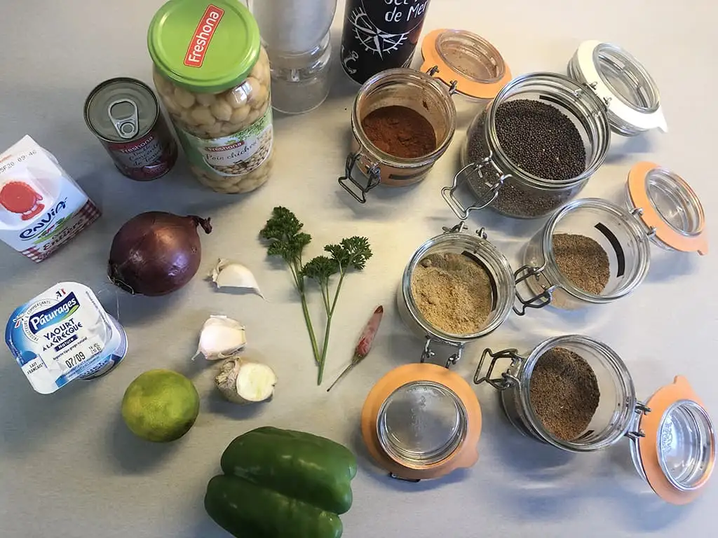 Vegetarische kikkererwten masala ingrediënten