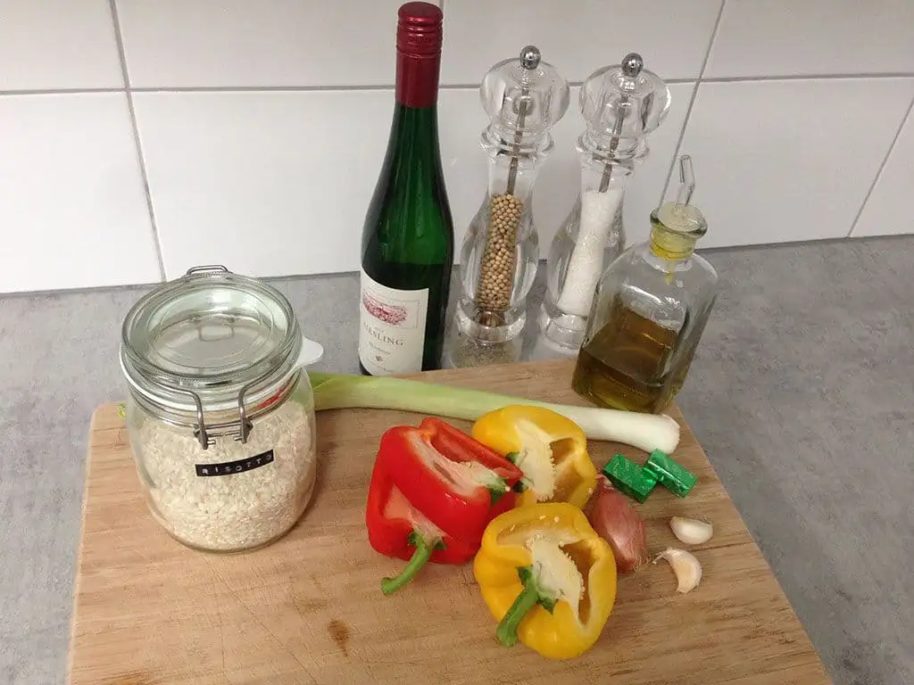 Gevulde paprika met risotto ingrediënten