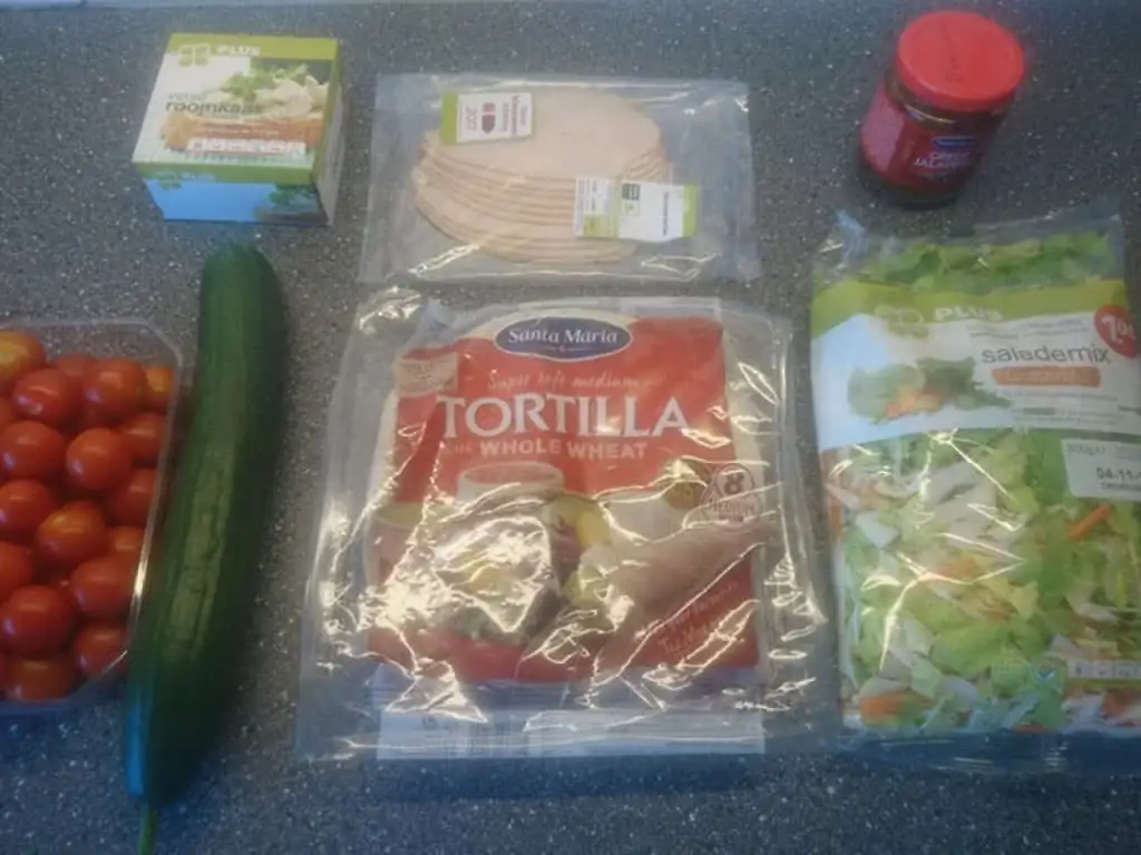 Lunch wrap met kip en jalapeños ingrediënten