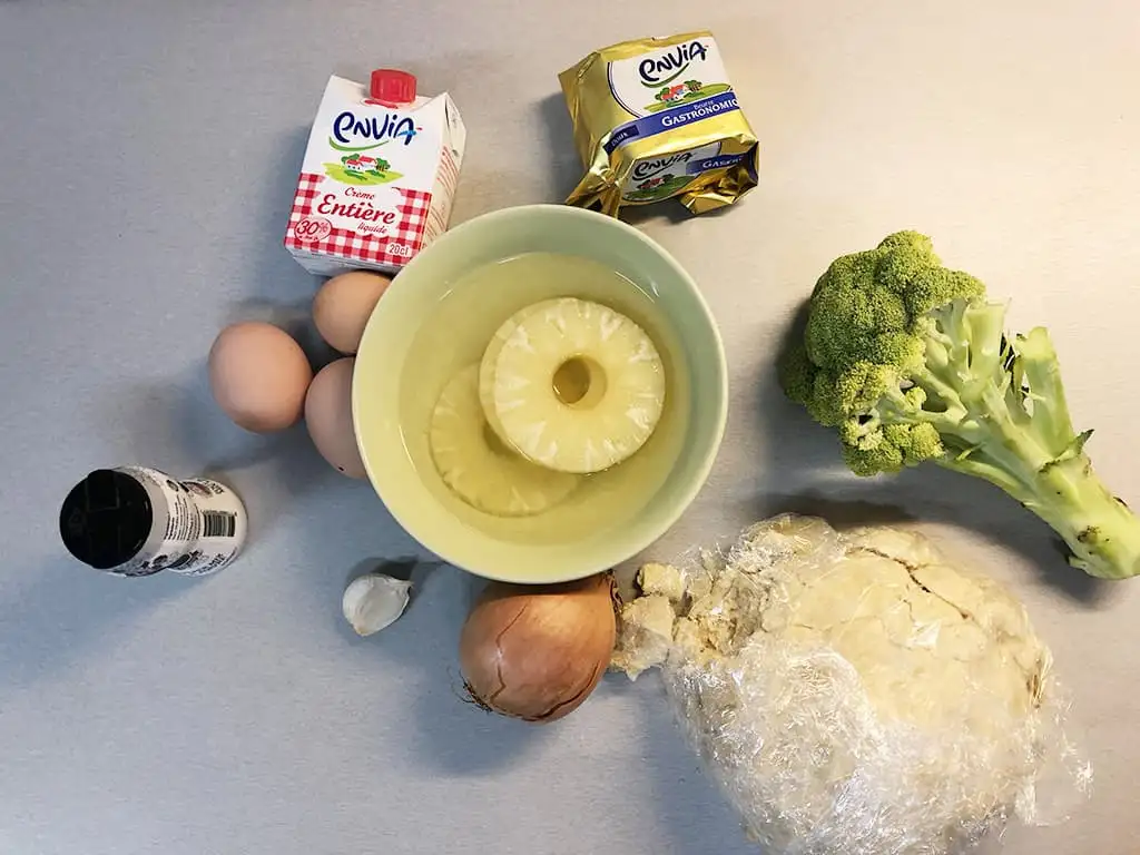 Mini quiches met ananas ingrediënten
