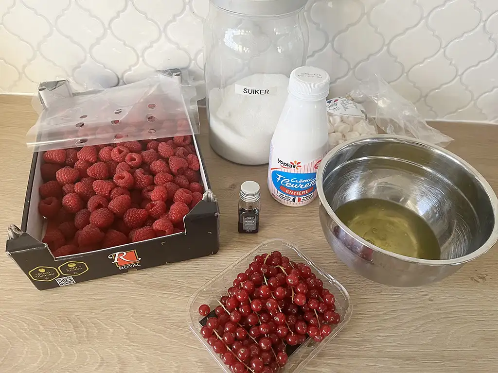Vanille mousse met rood fruit ingrediënten