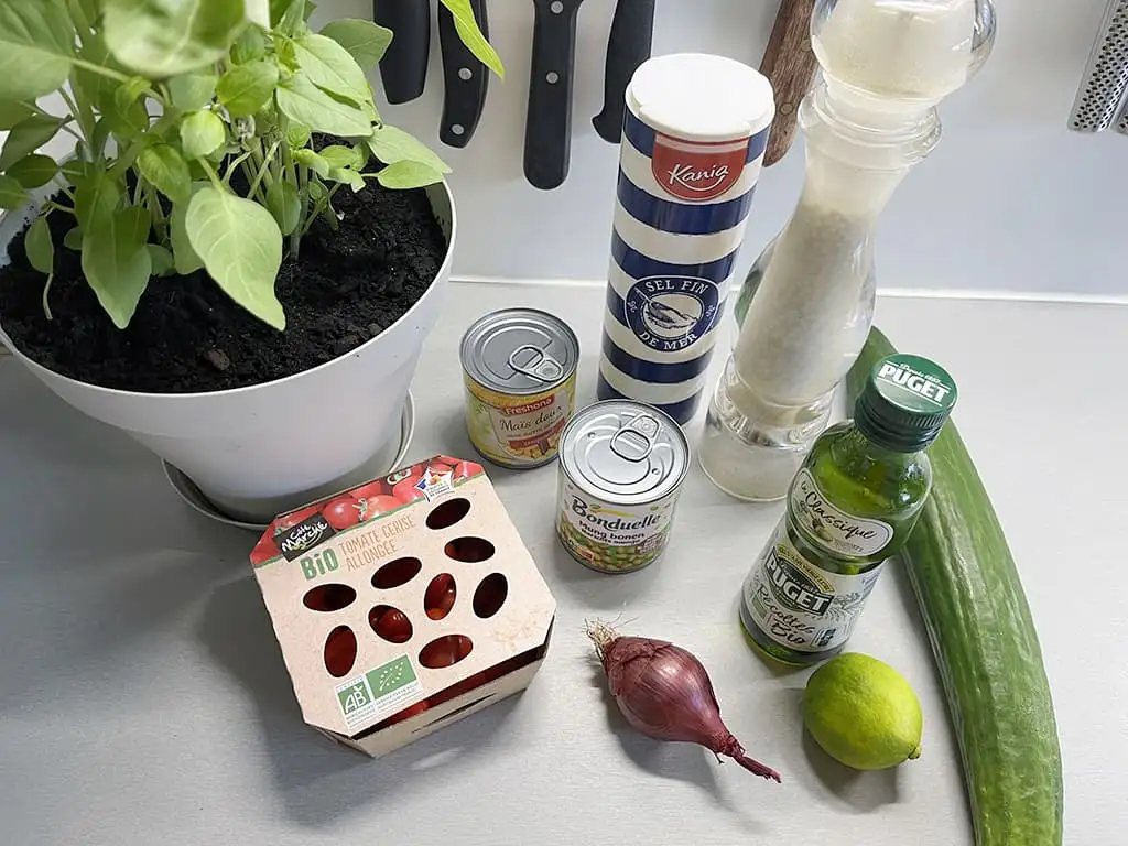 Mungbonensalade met maïs ingrediënten