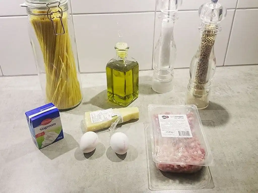 Spaghetti carbonara ingrediënten